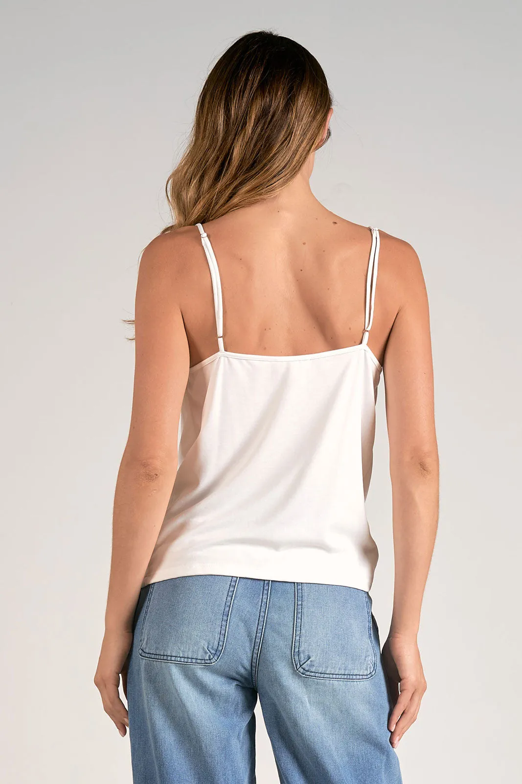 TOP SPAG STRAPS DRAPE FRONT Tank Top