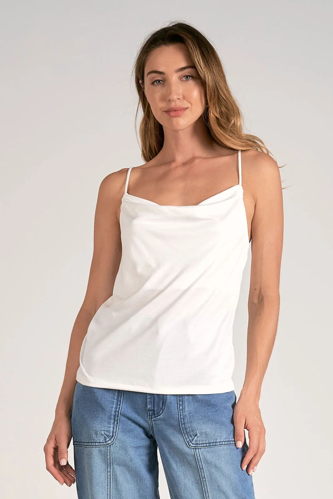 TOP SPAG STRAPS DRAPE FRONT Tank Top