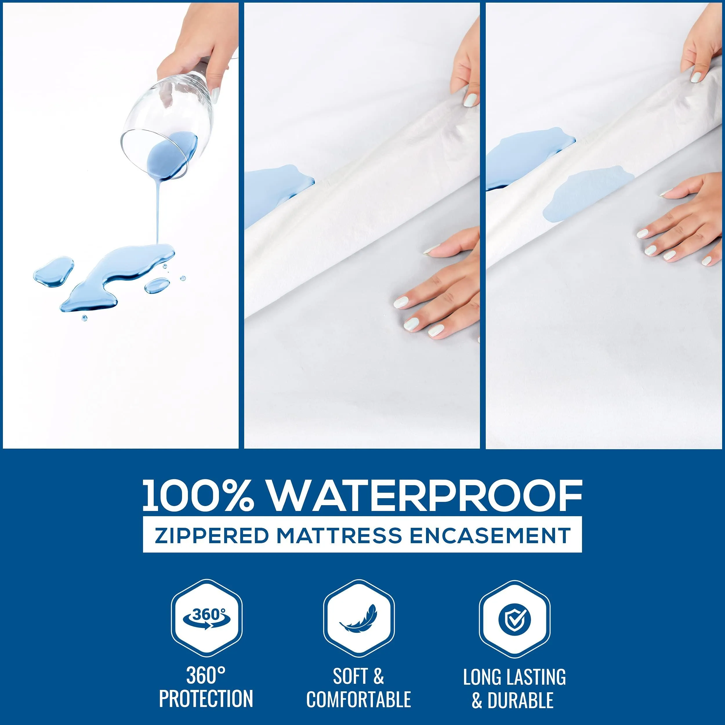 Utopia Bedding Zippered Mattress Encasement Queen - 100% Waterproof and Bed Bug Proof Mattress Protector.