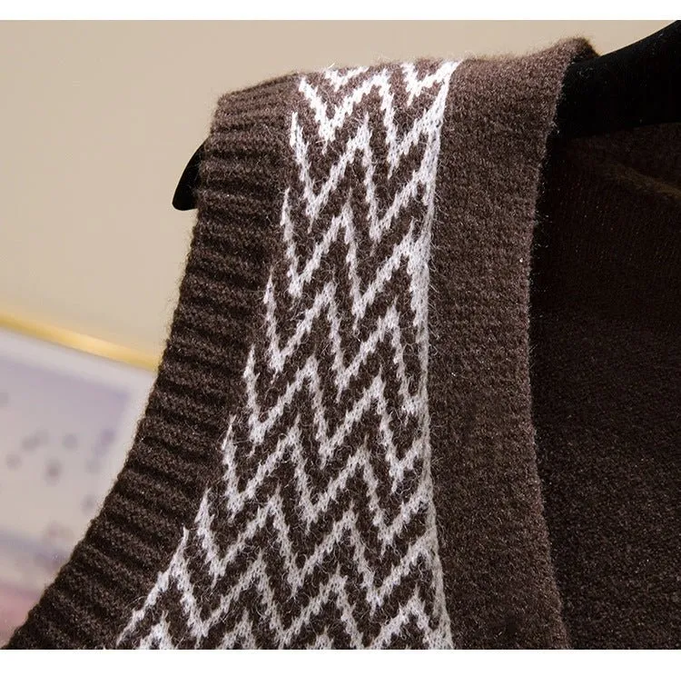 V-neck knitted sleeveless vest knitted cardigan