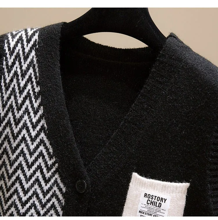V-neck knitted sleeveless vest knitted cardigan