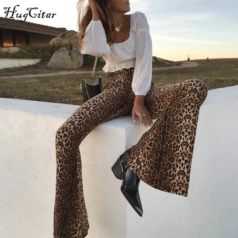 VenusFox fashion sexy bodycon high waist leopard print pants