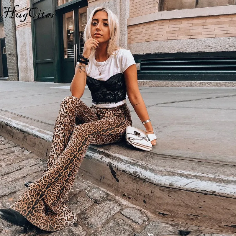 VenusFox fashion sexy bodycon high waist leopard print pants