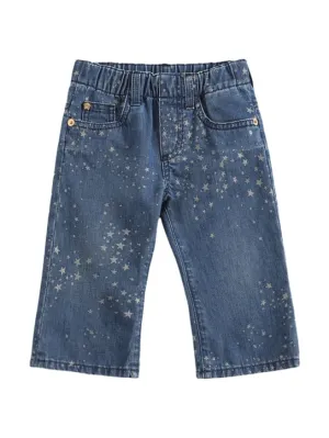 Versace   Glittered cotton denim jeans 
