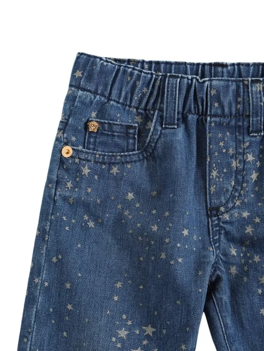 Versace   Glittered cotton denim jeans 