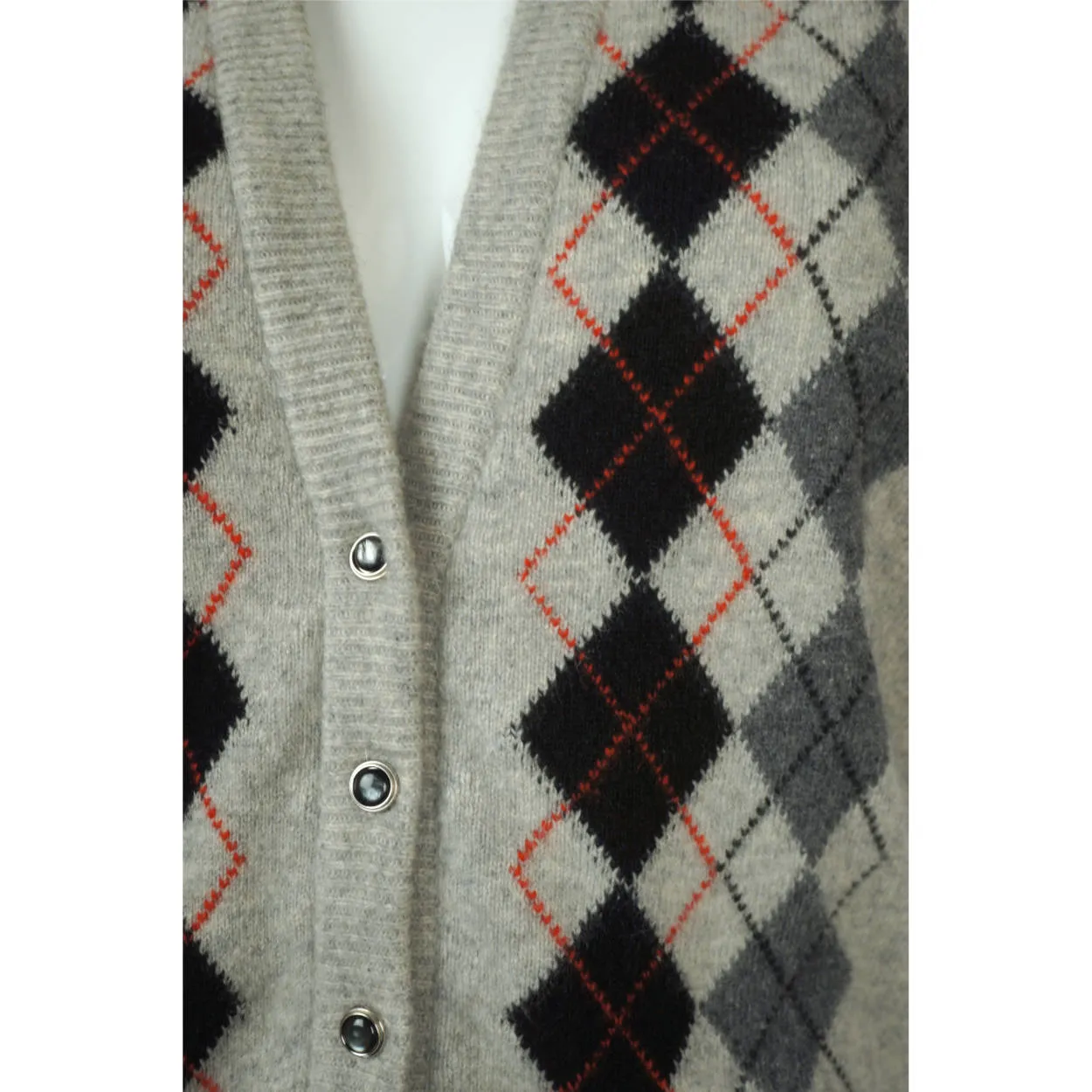 Vintage 1970s Jaeger British Cashmere Sweater Vest Argyle Pattern Ladies M