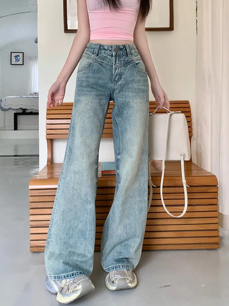 Vintage 90s Washed Baggy Wide-leg Streetwear Jeans
