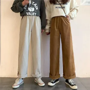 Vintage High-waist Pure Color Pants