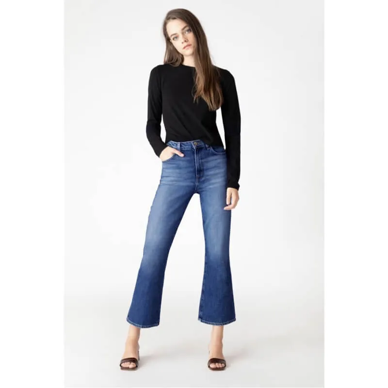 Women Fashion High Waisted Straight Leg Flare Bell Bottom Jeans