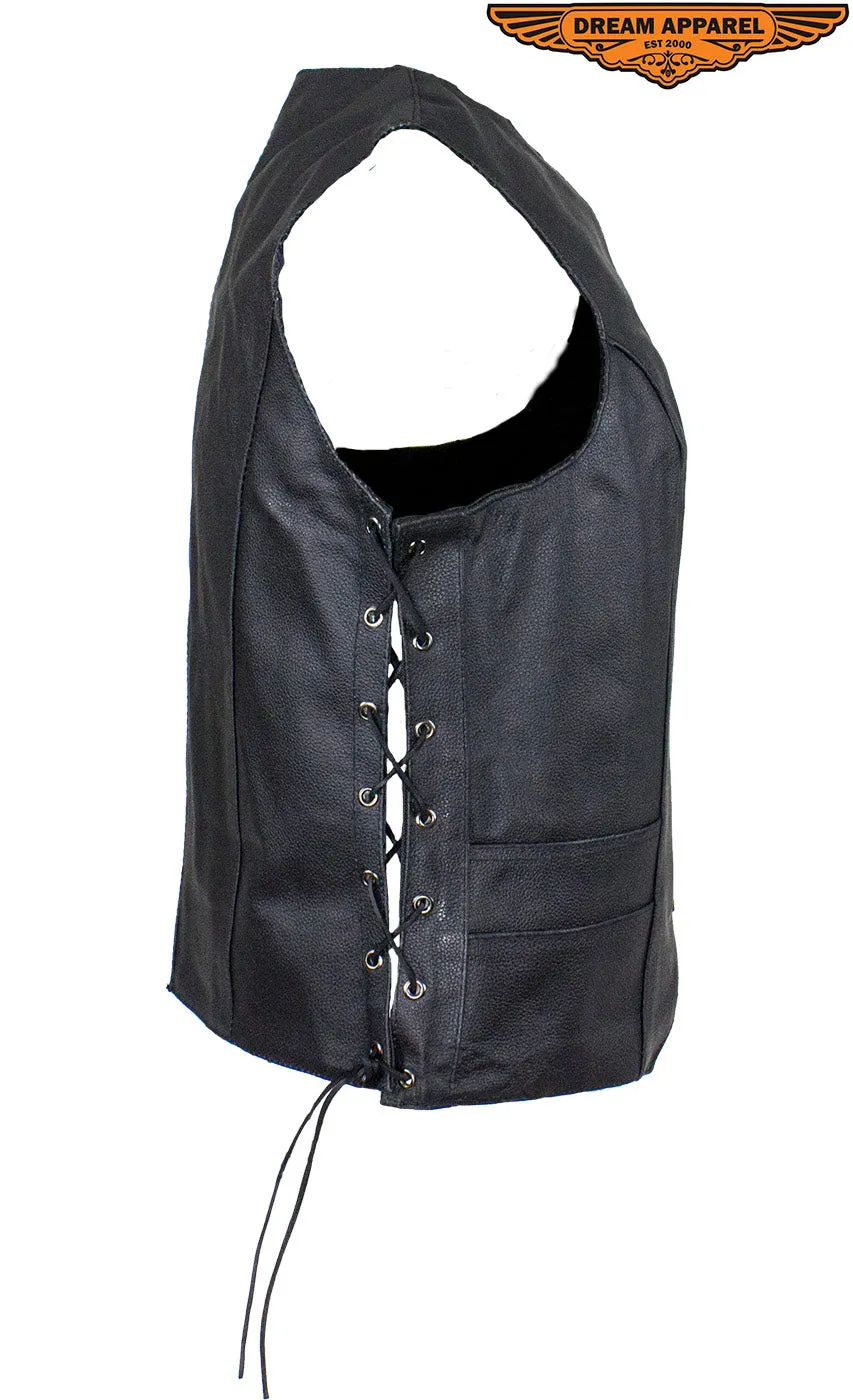 Women’s Black Concealed Gun Pocket Vest with Side Laces