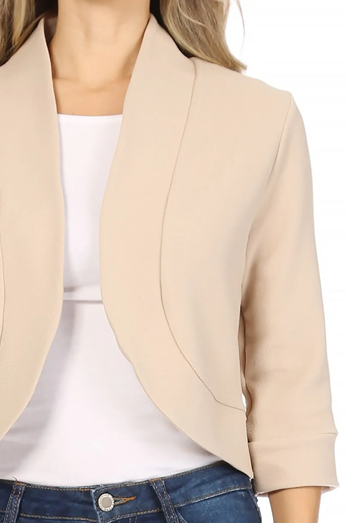 Women's Classic 3/4 Sleeve Open Front Bolero Blazer Cardigan for Work and Beyond