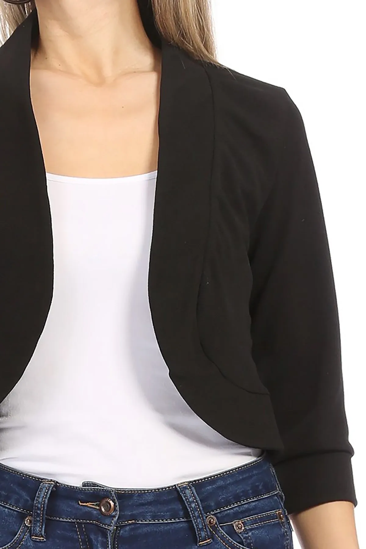 Women's Classic 3/4 Sleeve Open Front Bolero Blazer Cardigan for Work and Beyond