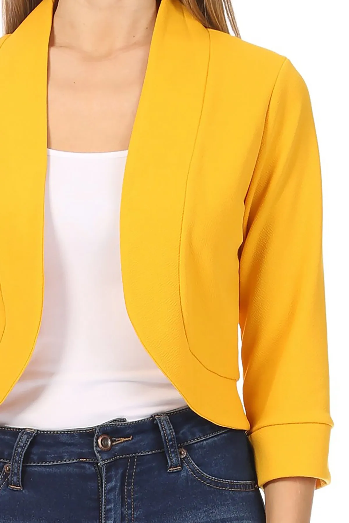 Women's Classic 3/4 Sleeve Open Front Bolero Blazer Cardigan for Work and Beyond