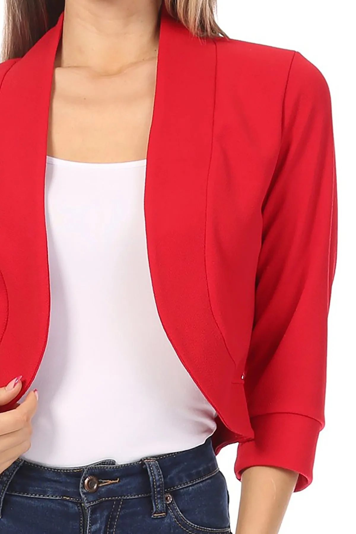 Women's Classic 3/4 Sleeve Open Front Bolero Blazer Cardigan for Work and Beyond