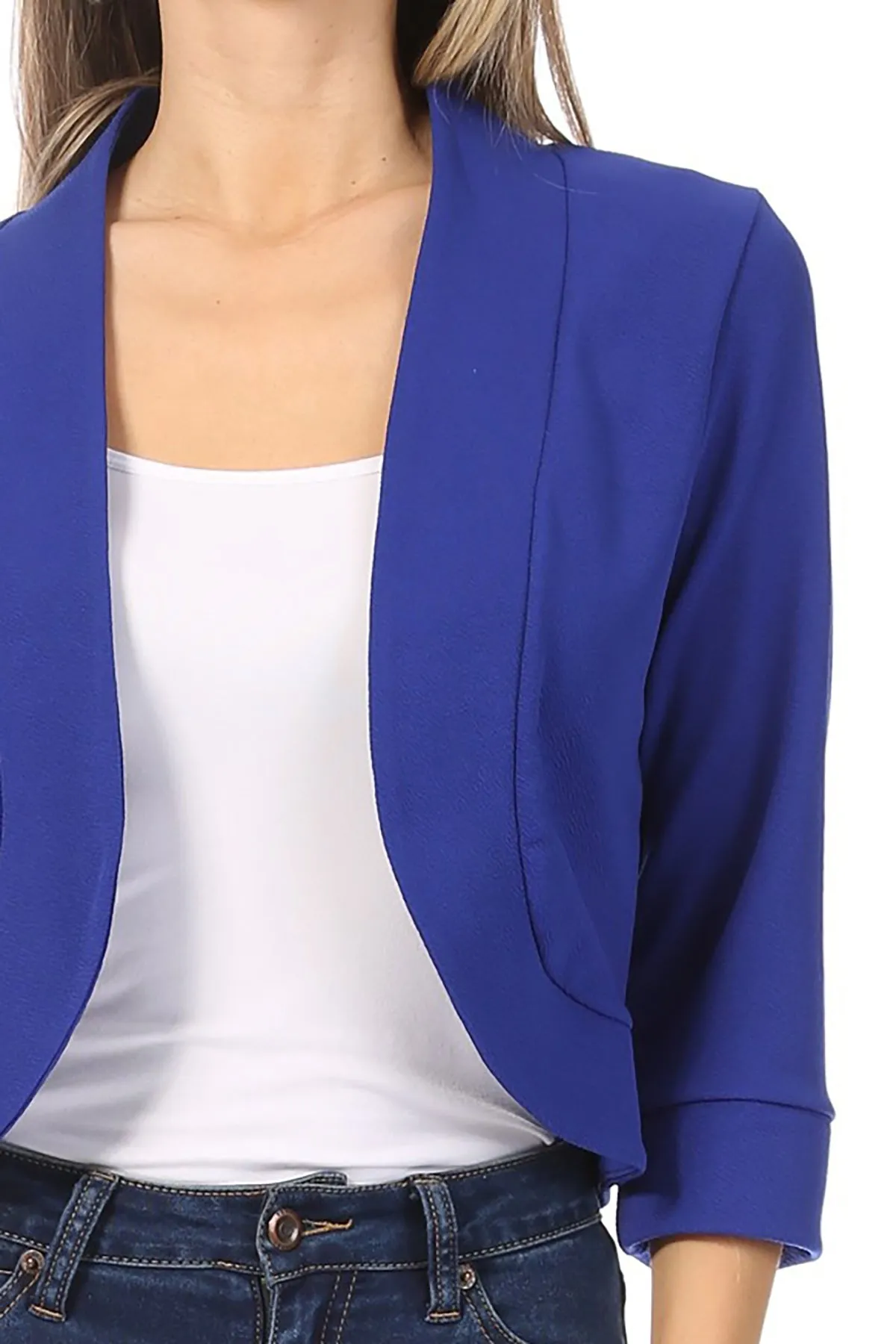 Women's Classic 3/4 Sleeve Open Front Bolero Blazer Cardigan for Work and Beyond