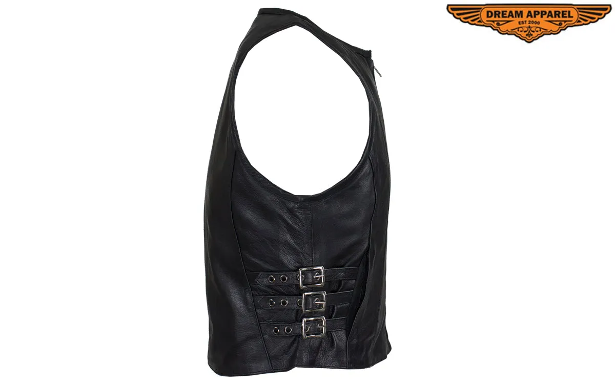 Women's Leather Tactical Motorcycle Vest