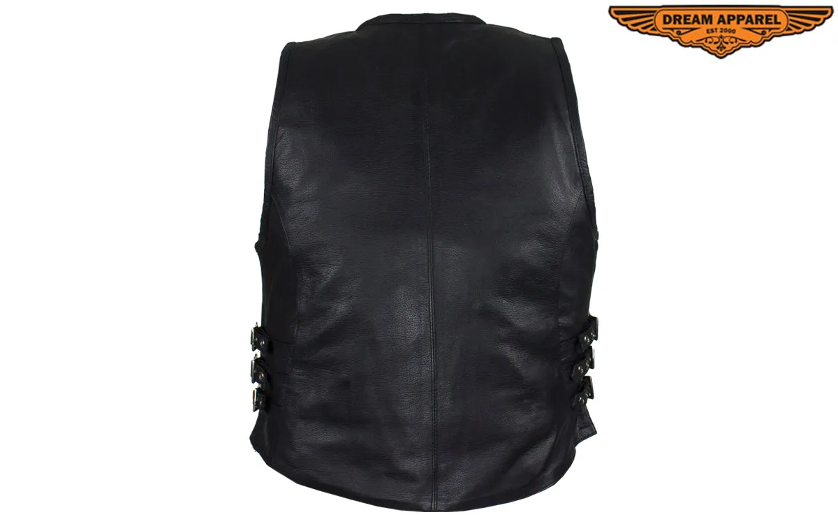 Women's Leather Tactical Motorcycle Vest