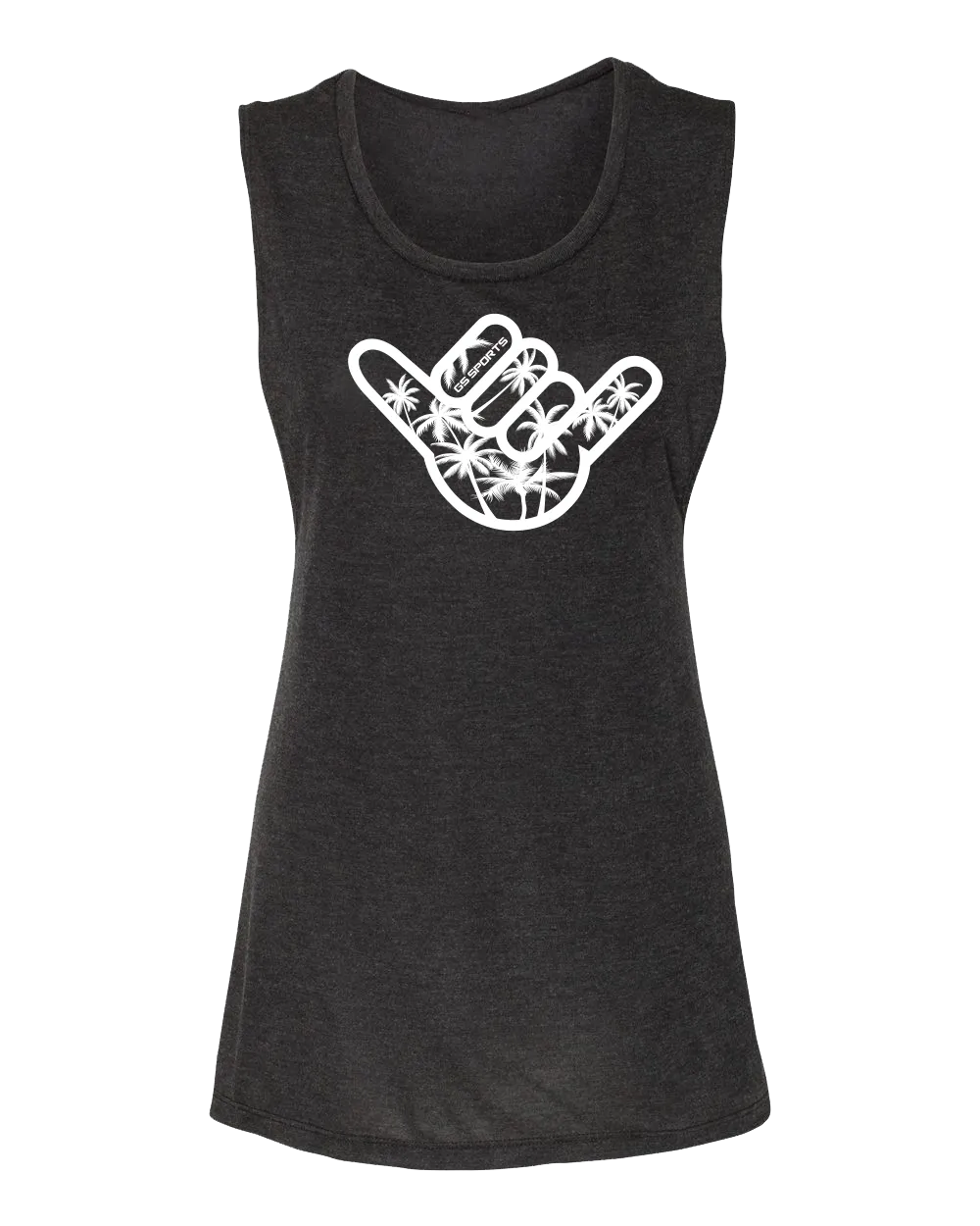 Womens Muscle Tank - Palm Tree Shaka