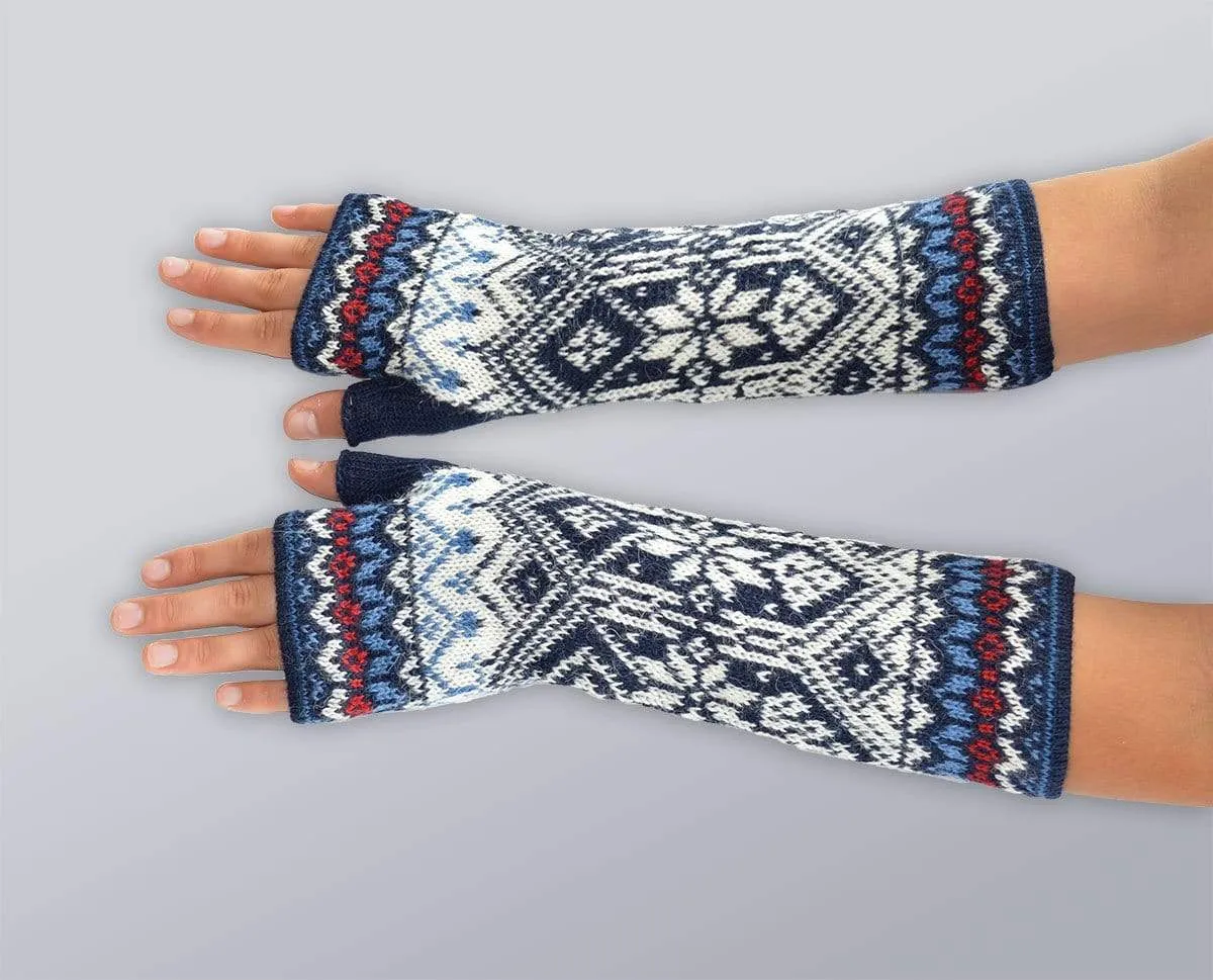 Womens Nordic Fingerless Gloves and Hat Sets
