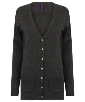 Womens v-button cardigan | Grey Marl