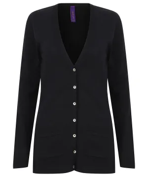 Womens v-button cardigan | Navy