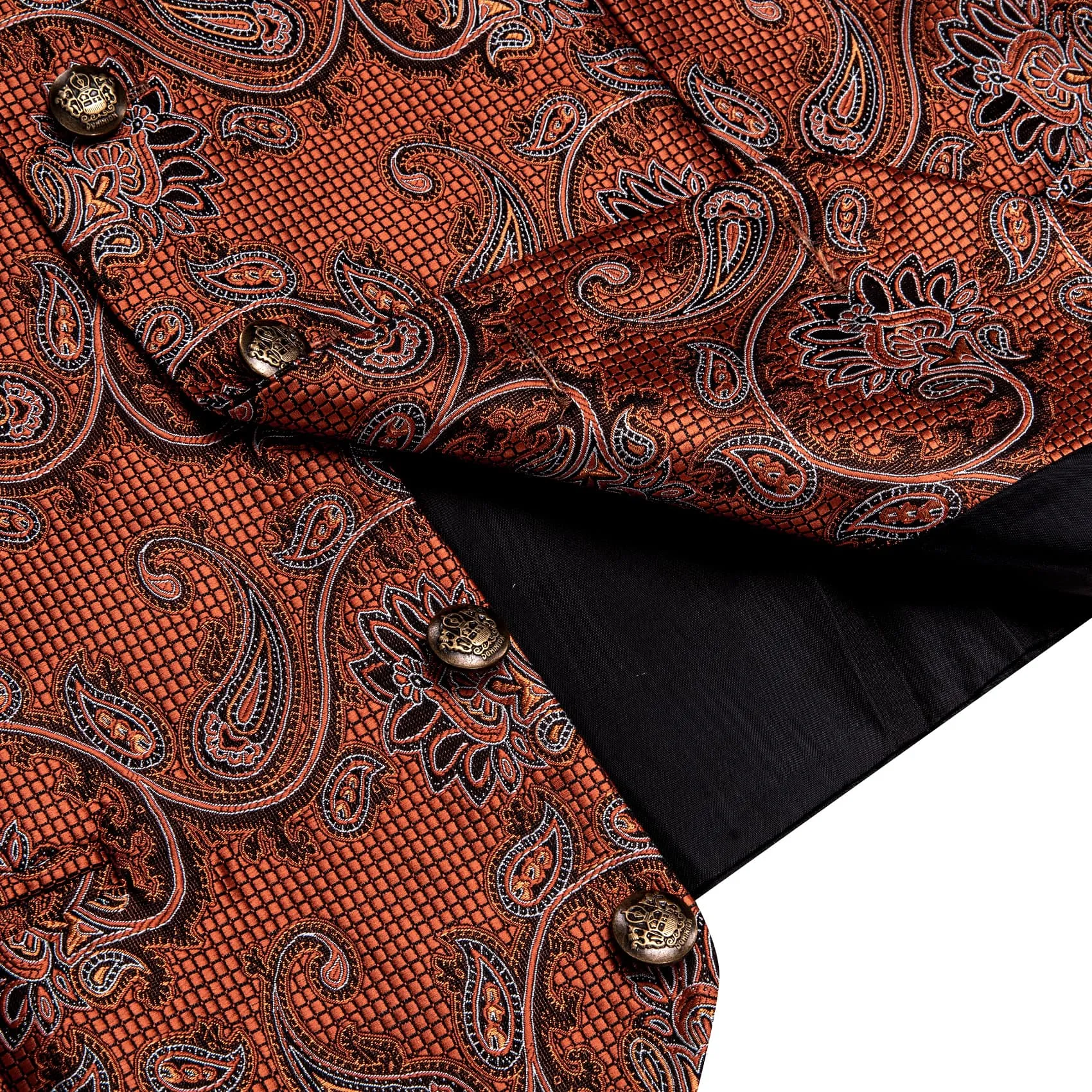 YourTies Rust Orange Paisley Wedding Waistcoat Silk Vest Necktie Set