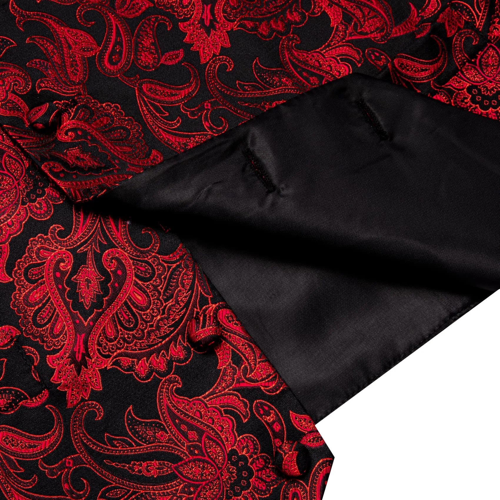 YourTies V-Neck Waistcoat Red Jacquard Paisley Men's Vest Necktie Set