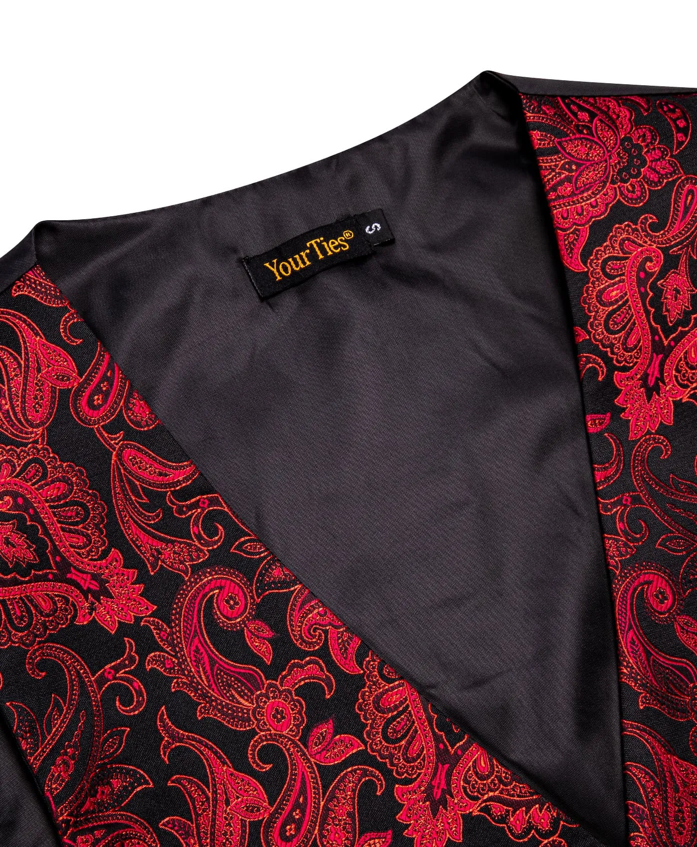 YourTies V-Neck Waistcoat Red Jacquard Paisley Men's Vest Necktie Set